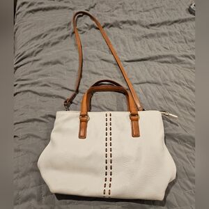 Fossil white and brown leather purse